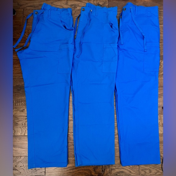 Healing Hands Blue Label THREE 6-Pocket Royal Blue Cargo Scrub Pants XL - Picture 1 of 8
